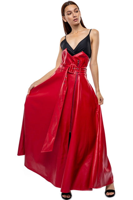 High Waist Faux Leather Maxi Skirt/Pant