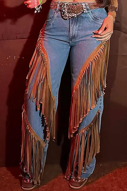 Western fringe front jeans