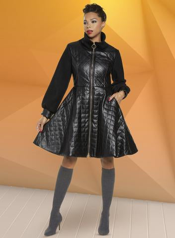 Zip Front Puckered Coat Dress