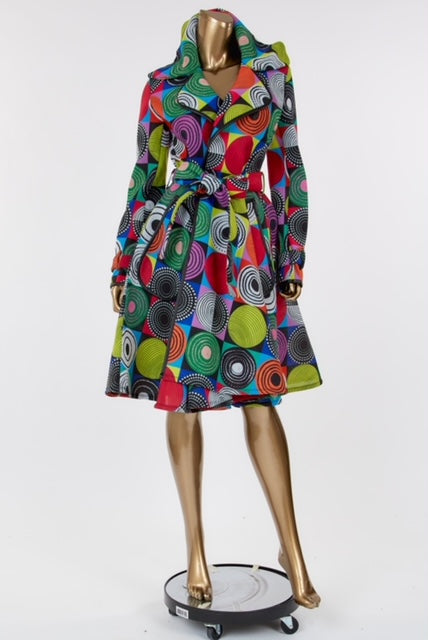 Multi Print Sheer Coat Dress